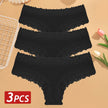 3-Pack Cotton Lace Brazilian Panties – Soft Low-Rise Everyday Comfort