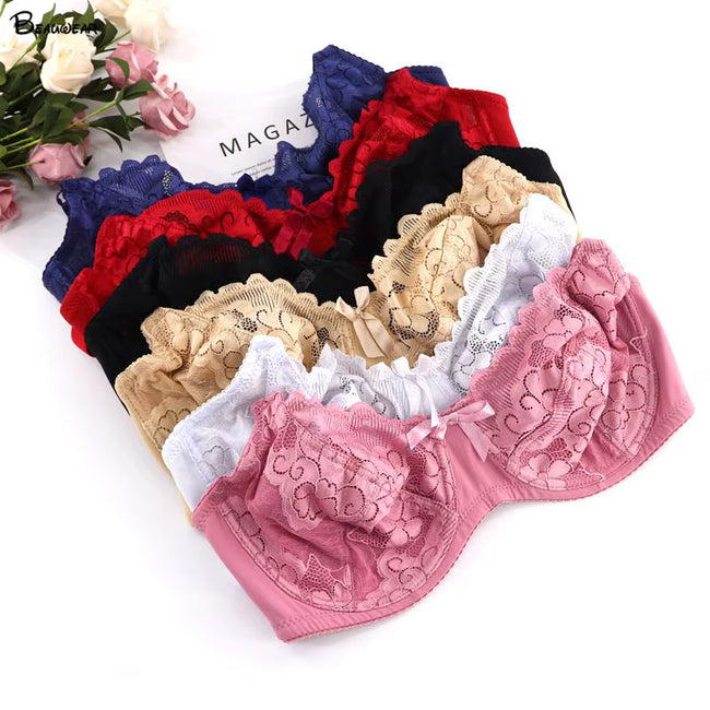 Sexy Unlined Bras for Women Thin Lace Underwear Soft Bh Big Cup plus Size Women'S Bra Full Cup Women Brassiere Girl Top