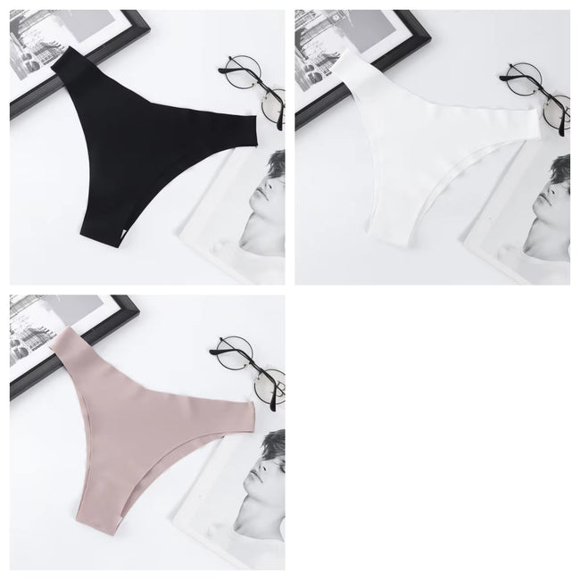 3Pcs/Set Seamless Panties Ice Silk Women Underwear Low Rise V-Waist Briefs Cotton Crotch Quick-Drying Sports Underwear