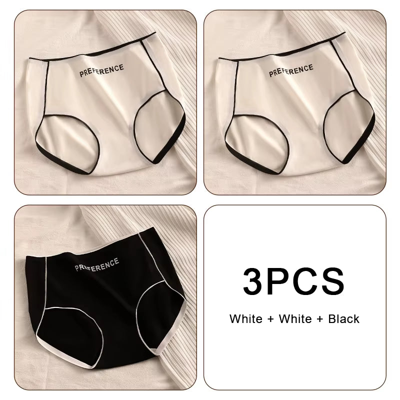 3PCS Pure Cotton Seamless Panties for Women Letter Comfort Sports High Waist Female Lingerie Underpants COTTON PANTI WOMAN Soft