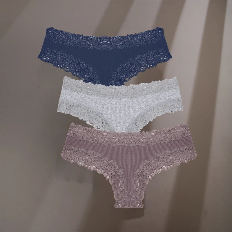 3-Pack Cotton Lace Briefs – Soft Everyday Comfort