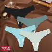4Pcs/Set Women'S Panties Ice Silk Satin Seamless Thongs Fashion Seamless Panties Sexy Lingerie Lady Sports Wavy Edge G-Strings