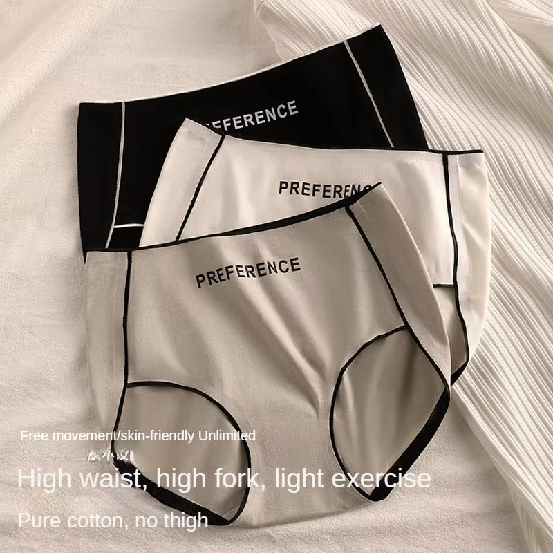 3PCS Pure Cotton Seamless Panties for Women Letter Comfort Sports High Waist Female Lingerie Underpants COTTON PANTI WOMAN Soft