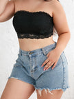 Plus Size Sexy Tube Bra Women'S plus Solid High Stretch Lace Strapless Bandeau Tube Bra