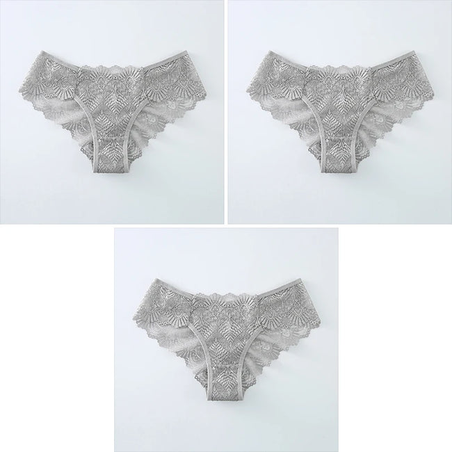 3-Pack Women's Seamless Lace Briefs – Breathable Mid-Waist Comfort