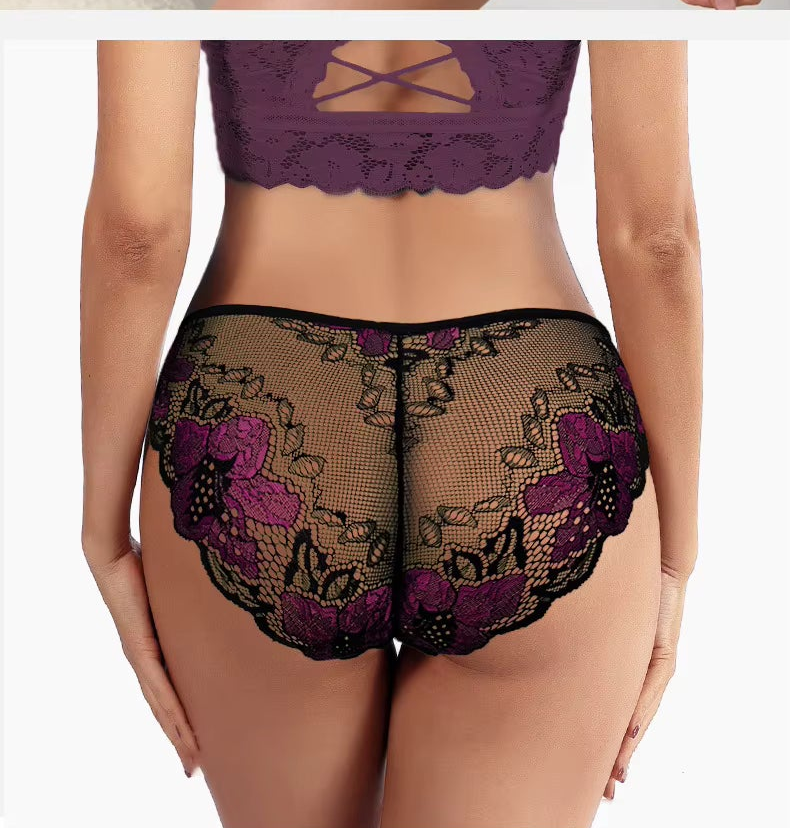 3-Pack Seamless Lace Panties – Low Waist, Breathable & Ultra-Soft Comfort (Plus Size)