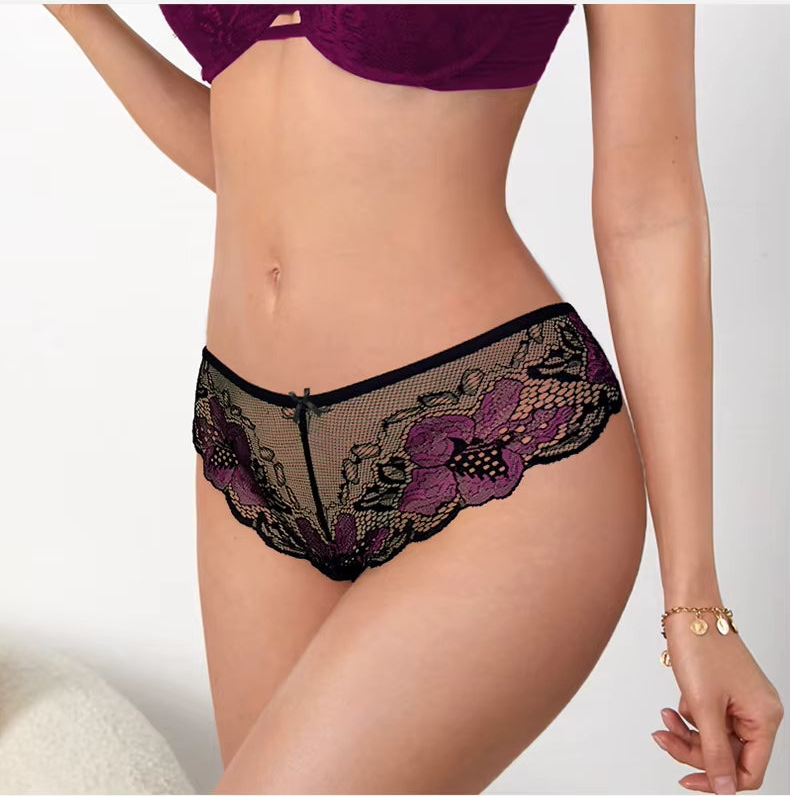 3-Pack Seamless Lace Panties – Low Waist, Breathable & Ultra-Soft Comfort (Plus Size)