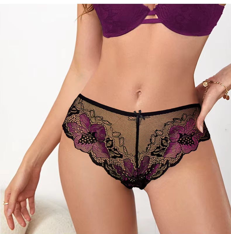 3-Pack Seamless Lace Panties – Low Waist, Breathable & Ultra-Soft Comfort (Plus Size)