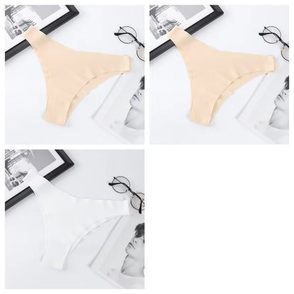 3Pcs/Set Seamless Panties Ice Silk Women Underwear Low Rise V-Waist Briefs Cotton Crotch Quick-Drying Sports Underwear