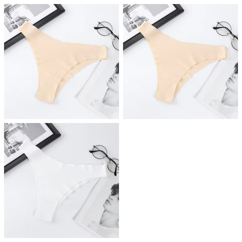 3Pcs/Set Seamless Panties Ice Silk Women Underwear Low Rise V-Waist Briefs Cotton Crotch Quick-Drying Sports Underwear