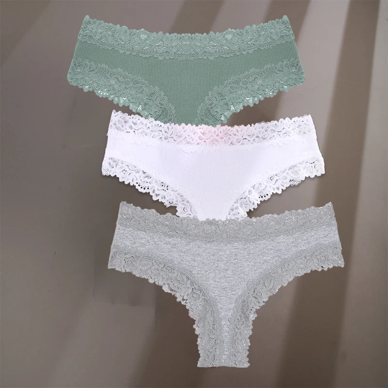 3-Pack Cotton Lace Briefs – Soft Everyday Comfort