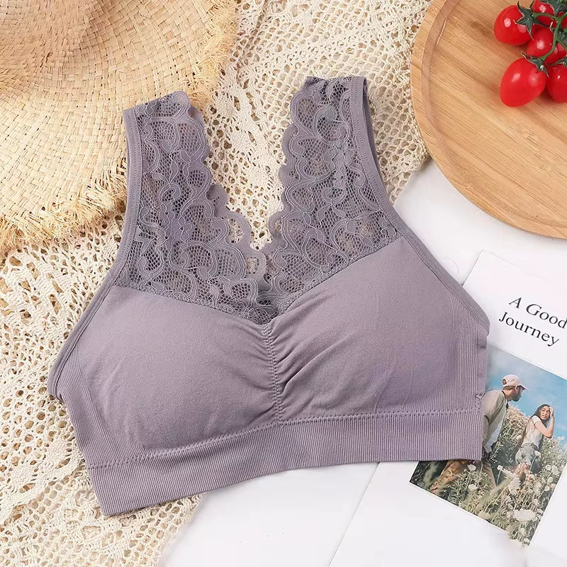 Women'S Sports Bra plus Size Women Bra Push up Sexy Lace Underwear Sleep Yoga Sports Bra Vest with Pad Underwear Gym Top Bras