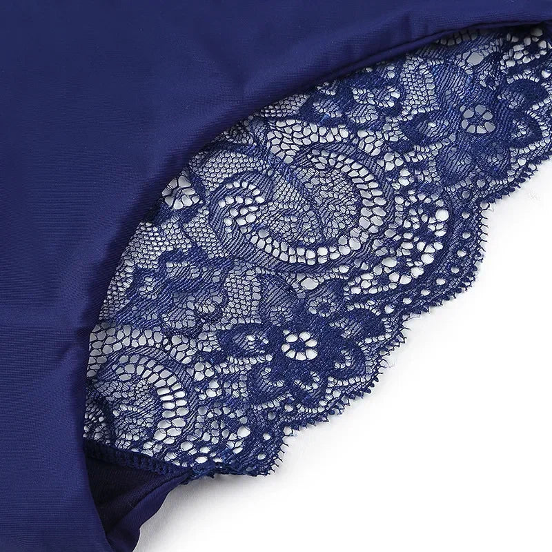Women's Seamless Lace Briefs – Breathable Cotton Comfort (1 Pair)