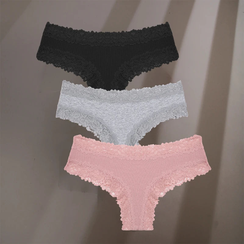 3-Pack Cotton Lace Briefs – Soft Everyday Comfort