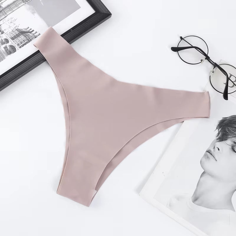 3Pcs/Set Seamless Panties Ice Silk Women Underwear Low Rise V-Waist Briefs Cotton Crotch Quick-Drying Sports Underwear