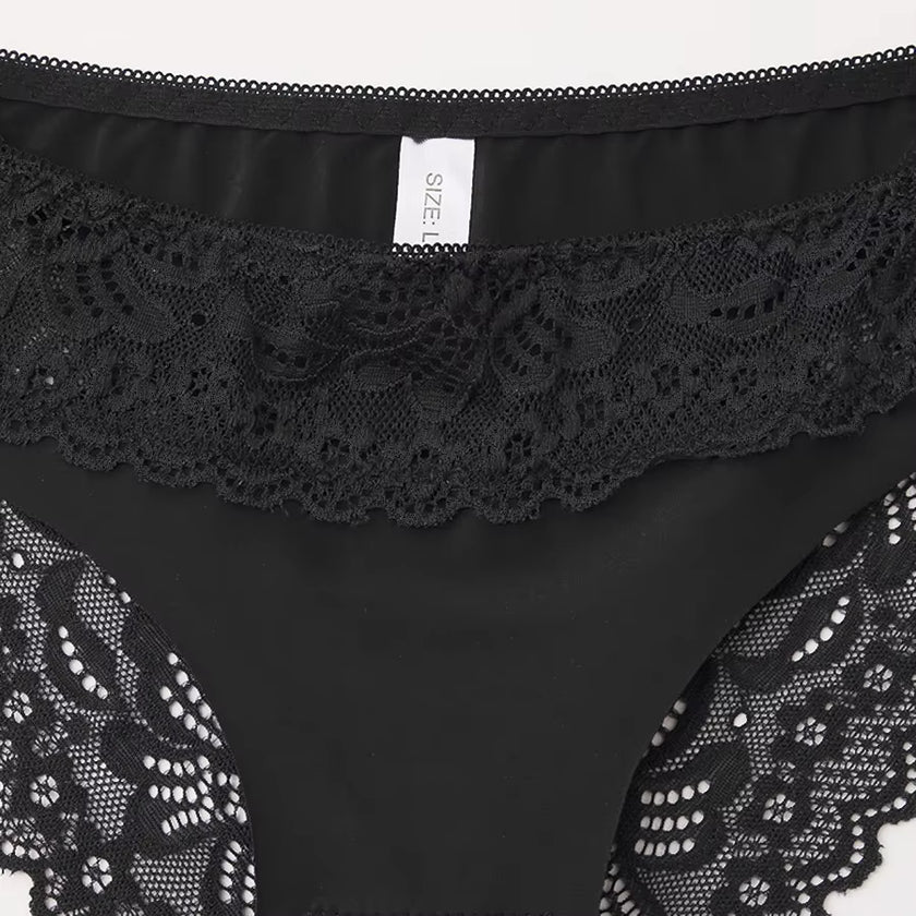 3-Pack Women'S Lace Stitching Briefs, Ice Silk Comfortable and Breathable Ladies' Panties, Sexy Women'S Underwear