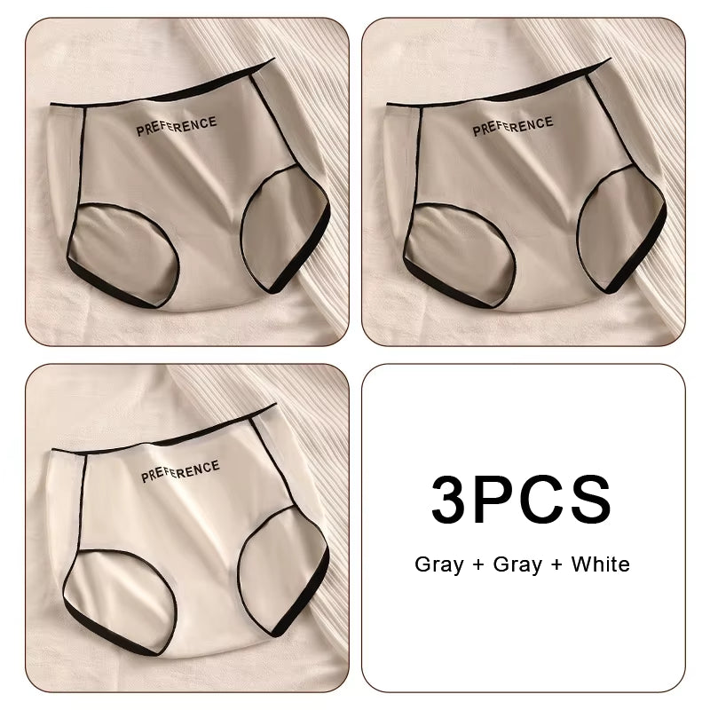 3PCS Pure Cotton Seamless Panties for Women Letter Comfort Sports High Waist Female Lingerie Underpants COTTON PANTI WOMAN Soft