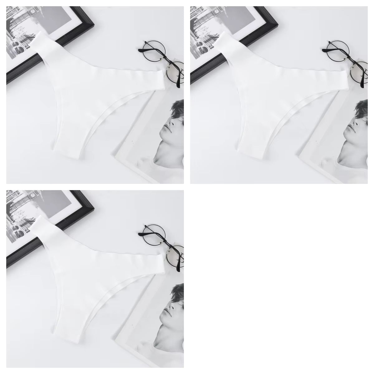3Pcs/Set Seamless Panties Ice Silk Women Underwear Low Rise V-Waist Briefs Cotton Crotch Quick-Drying Sports Underwear