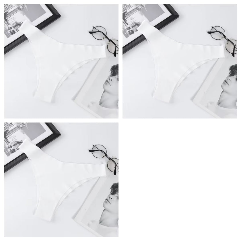 3Pcs/Set Seamless Panties Ice Silk Women Underwear Low Rise V-Waist Briefs Cotton Crotch Quick-Drying Sports Underwear