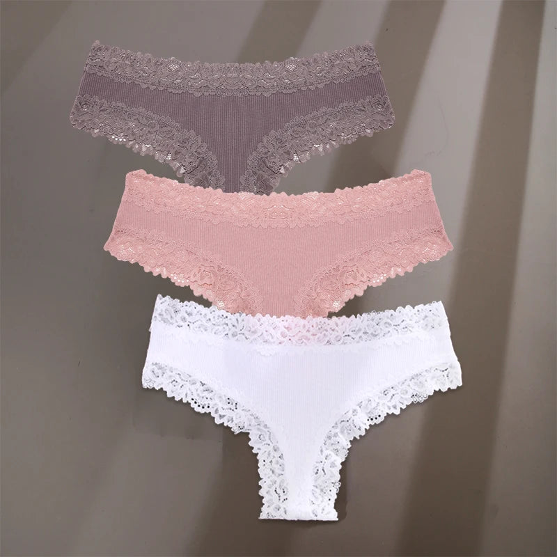 3-Pack Cotton Lace Briefs – Soft Everyday Comfort