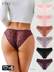 6Pcs/Set Lace Seamless Panties Patchwork Hollow Out Underwear for Women Sexy Breathable Solid Briefs Soft Silk Lingerie