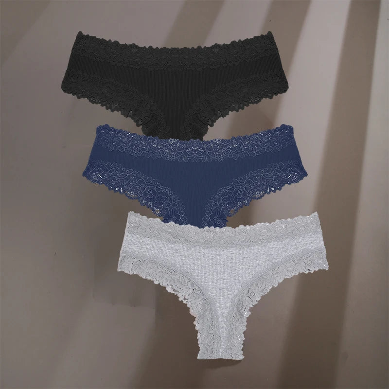 3-Pack Cotton Lace Briefs – Soft Everyday Comfort