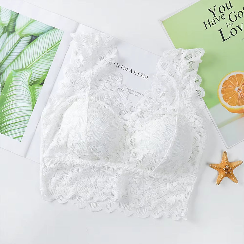 Breathable Female Vest Sexy Lace Bra Beauty Back Women Wire Free Push up Bralette Underwear Seamless Wireless Gather Brassiere