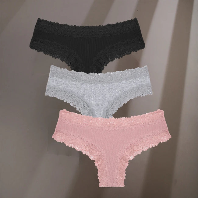 3-Pack Cotton Lace Briefs – Soft Everyday Comfort