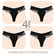 4-Pack Cotton Lace Thongs – Breathable V-Waist Comfort for Everyday Wear