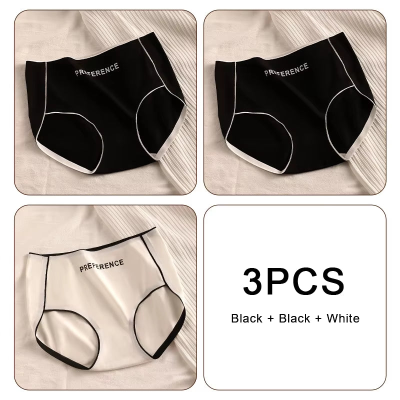 3PCS Pure Cotton Seamless Panties for Women Letter Comfort Sports High Waist Female Lingerie Underpants COTTON PANTI WOMAN Soft