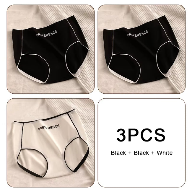 3PCS Pure Cotton Seamless Panties for Women Letter Comfort Sports High Waist Female Lingerie Underpants COTTON PANTI WOMAN Soft