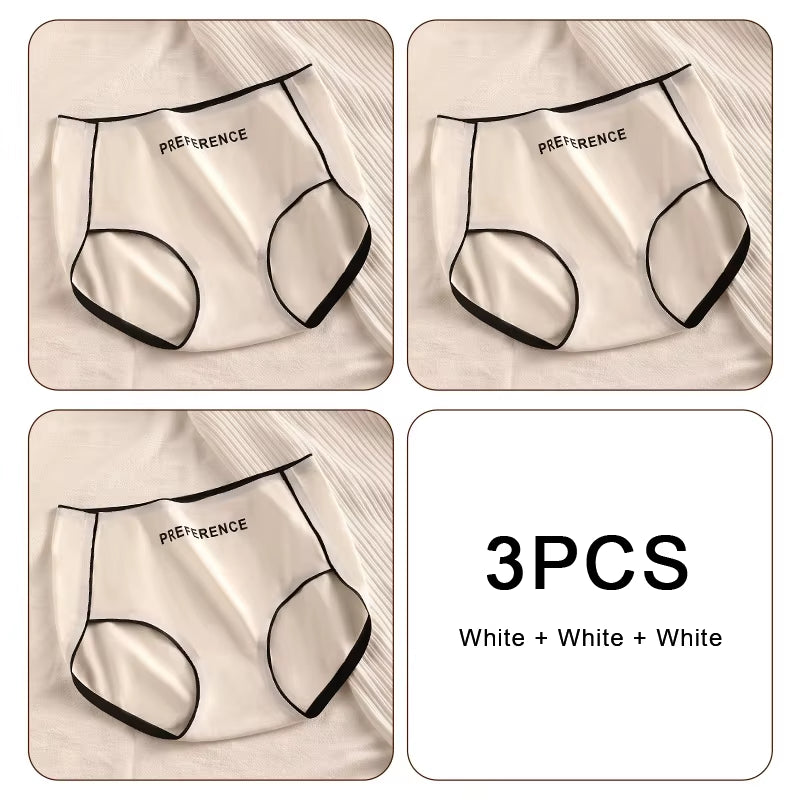 3PCS Pure Cotton Seamless Panties for Women Letter Comfort Sports High Waist Female Lingerie Underpants COTTON PANTI WOMAN Soft