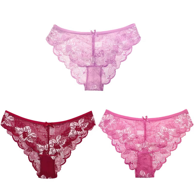 3Pcs Women Panties Girls Sexy Lace Underpant plus Size Pretty Underwear Female Seamless Low Waist Breathable Briefs Female Panty
