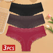 3-Pack Cotton Lace Brazilian Panties – Soft Low-Rise Everyday Comfort