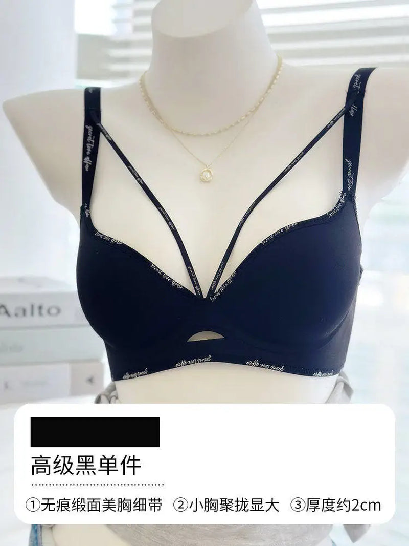 Leopard Lace Bras for Women Push up Lift Small Bust Full Coverage Wireless Sexy Bralette anti Sagging Lingerie
