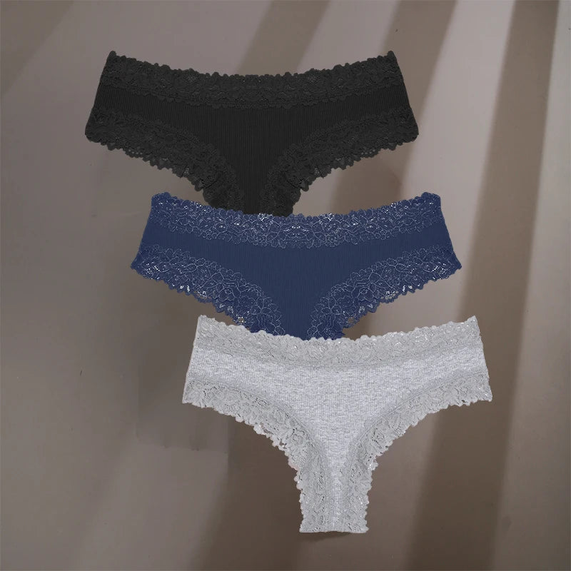 3-Pack Cotton Lace Briefs – Soft Everyday Comfort