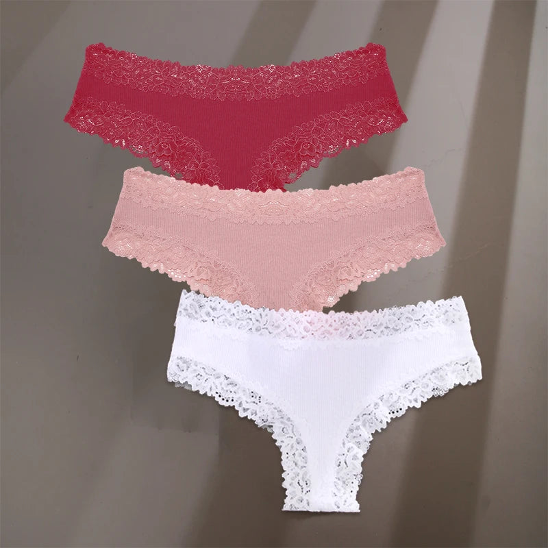 3-Pack Cotton Lace Briefs – Soft Everyday Comfort
