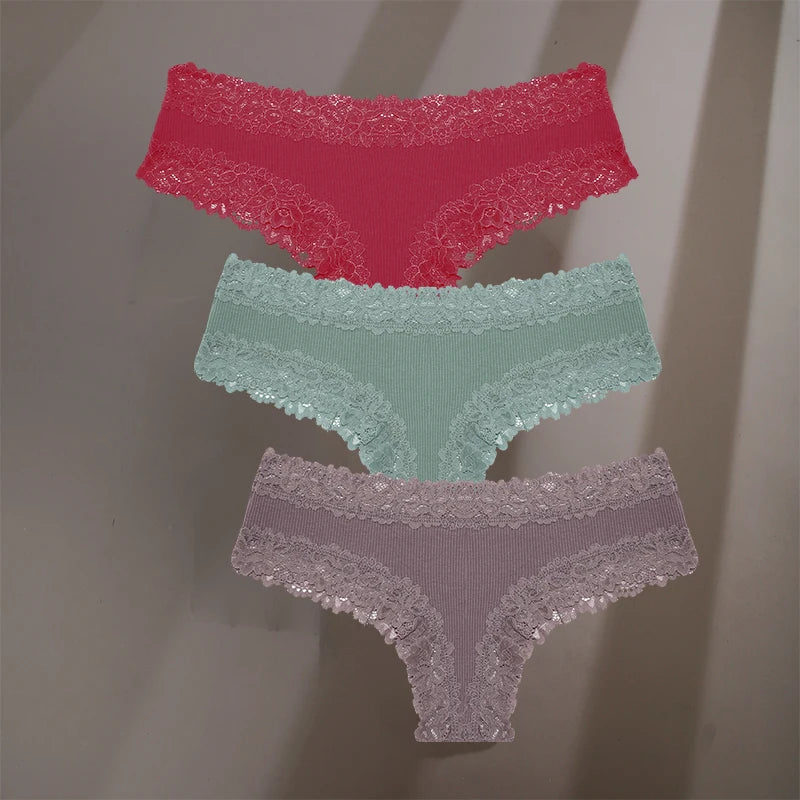 3-Pack Cotton Lace Briefs – Soft Everyday Comfort