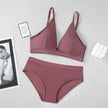 Women Seamless Bra and Panties Set Low Waist Ice Silk Briefs Non-Wire Bra Sexy Lingerie Female Push up Bra Comfort Underwear Set