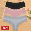 3-Pack Cotton Lace Brazilian Panties – Soft Low-Rise Everyday Comfort