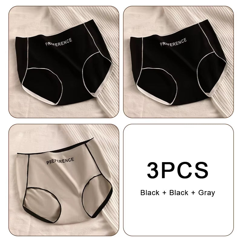 3PCS Pure Cotton Seamless Panties for Women Letter Comfort Sports High Waist Female Lingerie Underpants COTTON PANTI WOMAN Soft