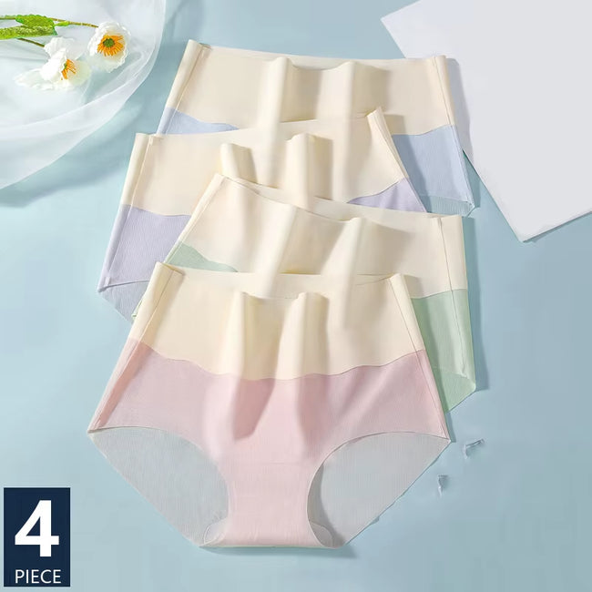 4Pcs/Set High Waist Slimming Underwear Women Seamless Panties Ice Silk Ladies Panty Traceless Briefs Body Shaper Female Lingerie