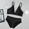 Women Seamless Bra and Panties Set Low Waist Ice Silk Briefs Non-Wire Bra Sexy Lingerie Female Push up Bra Comfort Underwear Set