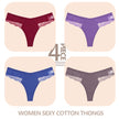 4-Pack Cotton Lace Thongs – Breathable V-Waist Comfort for Everyday Wear