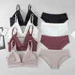Women Seamless Bra and Panties Set Low Waist Ice Silk Briefs Non-Wire Bra Sexy Lingerie Female Push up Bra Comfort Underwear Set