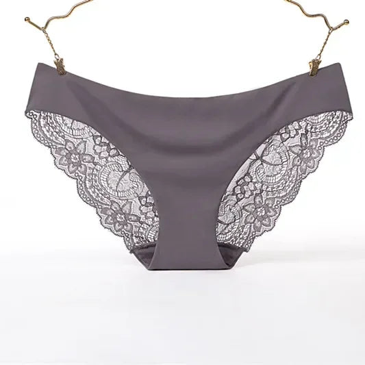 Women's Seamless Lace Briefs – Breathable Cotton Comfort (1 Pair)