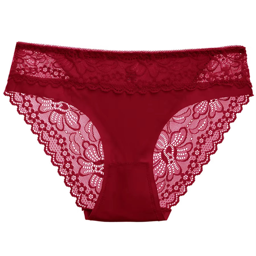 3-Pack Women'S Lace Stitching Briefs, Ice Silk Comfortable and Breathable Ladies' Panties, Sexy Women'S Underwear