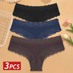 3-Pack Cotton Lace Brazilian Panties – Soft Low-Rise Everyday Comfort