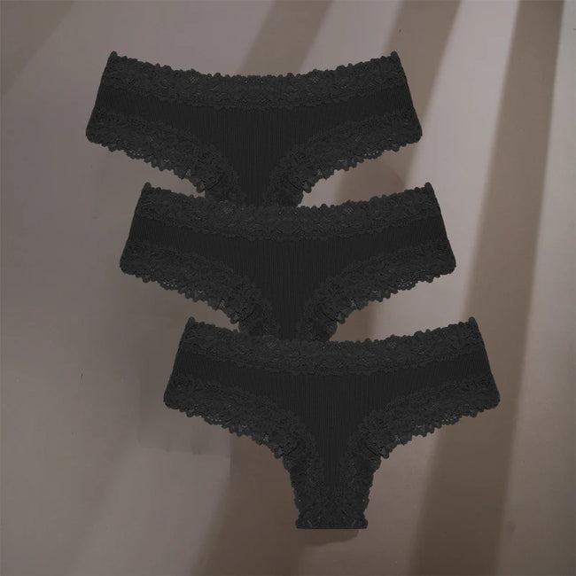 3-Pack Cotton Lace Briefs – Soft Everyday Comfort