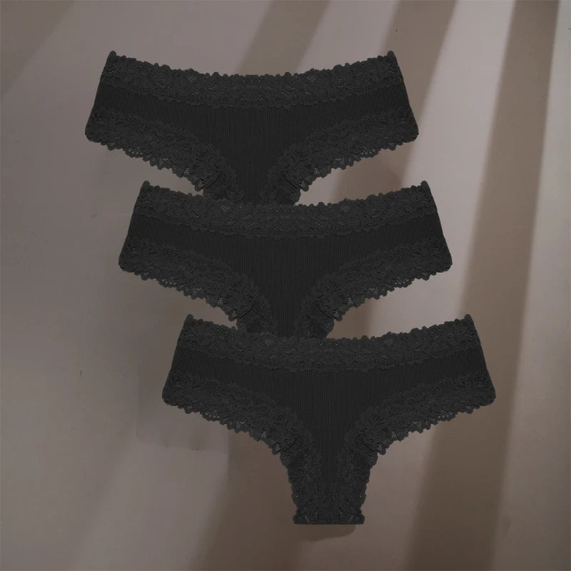 3-Pack Cotton Lace Briefs – Soft Everyday Comfort